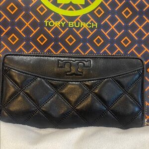 Tory Burch Black Quilted Leather Wallet